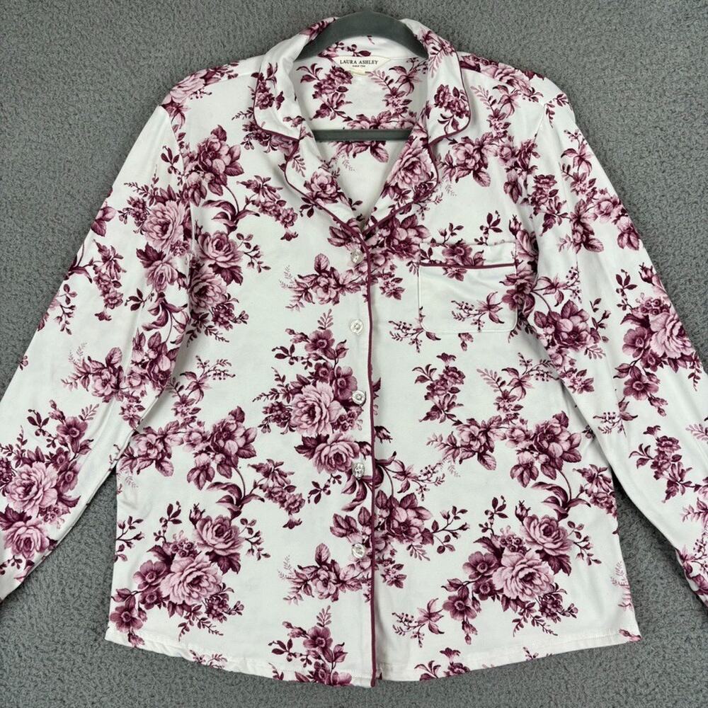 Laura Ashley Pajama Top Medium Rose Toile Brushed Shabby Chic Cottage Romantic